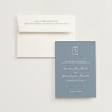"Bevel Monogram" - Wedding Invitations in French Blue by Carolyn MacLaren - Invitation with Envelope