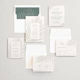 "Faded Palm" - Wedding Invitations in Mist by Lauren Chism - Invitation Suite