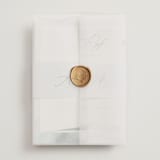 "Ocean Vibes" - Wedding Invitations in Sky by Marina Onoprienko - Assembled with Vellum Wrap and Wax Seal