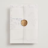 "Poetic Watercolor Flowers" - Wedding Invitations in Periwinkle by Qing Ji - Vellum Wrap with Wax Seal