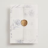 "A Wedding Watercolor" - Wedding Invitations in Cornflower by Chris Griffith - Assembled with Vellum Wrap and Wax Seal