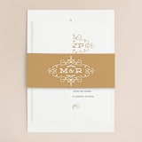 "Ornate Monogram" - Wedding Invitations in Faux Gold by Kristen Smith - Assembled