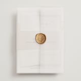 "Picturesque" - Wedding Invitations in Linen by Christie Garcia - Assembled with Vellum Wrap and Wax Seal