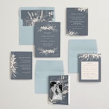 "Winter White Botanicals" - Wedding Invitations in Slate by Erin Deegan - Invitation Suite