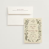 "Love Rests in a Garden" - Wedding Invitations in Pomegranate by Helena Vitto - Invitation with Envelope