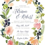 "Watercolor Wreath" - Wedding Invitations in Grapefruit by Yao Cheng Design - Close-Up