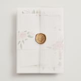 "Blossom" - Wedding Invitations in Blush by Susan Moyal - Assembled with Vellum Wrap and Wax Seal