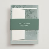 "Cascading Vine" - Wedding Invitations in Mist by Design Lotus - Assembled with Belly Band
