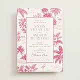 "Tropical Toile" - Wedding Invitations in Flamingo by Jenna Holcomb - Front