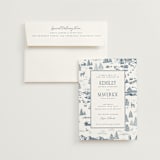 "Aspen Toile" - Wedding Invitations in Denim by Jenna Holcomb - Invitation with Envelope