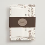 "Mountain Ranch Toile" - Wedding Invitations in Leather by Jenna Holcomb - Assembled with Belly Band