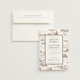 "Mountain Ranch Toile" - Wedding Invitations in Leather by Jenna Holcomb - Invitation with Envelope