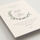 "Green Wreath" - Wedding Invitations in Champagne by Lori Wemple - Detail