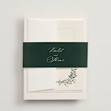 "Green Wreath" - Wedding Invitations in Champagne by Lori Wemple - Assembled with Belly Band