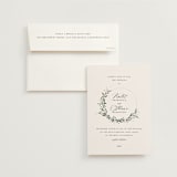 "Green Wreath" - Wedding Invitations in Champagne by Lori Wemple - Invitation with Envelope