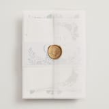 "Flourish" - Wedding Invitations in Bluemoon by Jen Owens - Vellum Wrap with Wax Seal