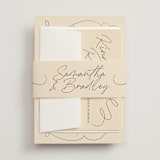 "French Whimsy Script" - Wedding Invitations in Champagne by Wallace Design Co. - Assembled with Belly Band