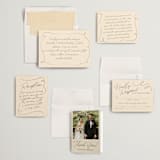 "French Whimsy Script" - Wedding Invitations in Champagne by Wallace Design Co. - Invitation Suite