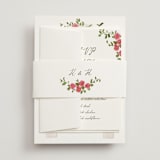 "Villa" - Wedding Invitations in Azalea by Everett Paper Goods - Assembled with Belly Band