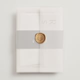 "Ayumi" - Wedding Invitations in Ivory by Melanie Kosuge - Assembled with Vellum Wrap and Wax Seal