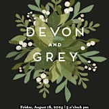 "Laurel of Greens" - Wedding Invitations in Midnight by Jennifer Wick - Close-Up