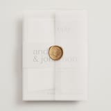 "Align" - Wedding Invitations in Linen by JoAnn Jinks - Assembled with Vellum Wrap and Wax Seal