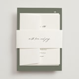 "Modern Bookmark" - Wedding Invitations in Cactus by Jill Means - Assembled with Belly Band