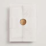 "Modern Romance" - Wedding Invitations in Almond by Eric Clegg - Assembled with Vellum Wrap and Wax Seal