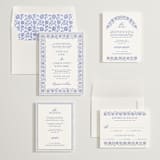 "Embroidered" - Wedding Invitations in Cerulean by Jenna Holcomb - Invitation Suite