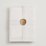 "Embroidered" - Wedding Invitations in Cerulean by Jenna Holcomb - Assembled with Vellum Wrap and Wax Seal