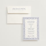 "Embroidered" - Wedding Invitations in Cerulean by Jenna Holcomb - Invitation with Envelope
