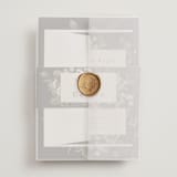 "Peonies & Sage" - Wedding Invitations in Fawn by Susan Moyal - Assembled with Vellum Wrap and Wax Seal