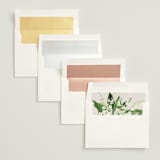 "Soft Sprigs" - Wedding Invitations in Champagne by Jennifer Postorino - Envelope Liner Options