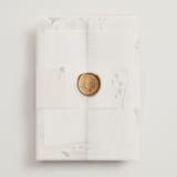 "Linen and Cloth" - Wedding Invitations in Almond by Peony Rose Design - Assembled with Vellum Wrap and Wax Seal