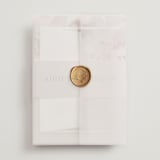 "Chalk Floral" - Wedding Invitations in Dove by Olivia Kanaley Inman - Assembled with Vellum Wrap and Wax Seal