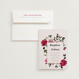 "Rose Garden" - Wedding Invitations in Magenta by Leah Bisch - Invitation with Envelope