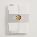 "Side by Side" - Wedding Invitations in Tuxedo by Orasie - Assembled with Vellum Wrap and Wax Seal