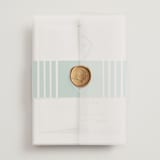"Palm Tree Crest" - Wedding Invitations in Palm by Erika Firm - Assembled with Vellum Wrap and Wax Seal