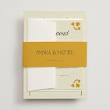 "Vintage Wildflowers" - Wedding Invitations in Yolk by Morgan Kendall - Assembled with Belly Band