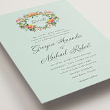 "Tropical Crest" - Wedding Invitations in Papaya by Susan Moyal - Detail