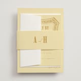 "Vintage Label" - Wedding Invitations in Butter by Nazia Hyder - Assembled with Belly Band