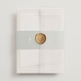 "Scripted" - Wedding Invitations in Emerald by Creo Study - Assembled with Vellum Wrap and Wax Seal