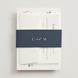 "Cascading Floral" - Wedding Invitations in Lagoon by Corinne Malesic - Assembled with Belly Band