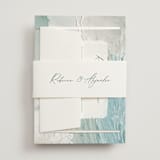 "Tidal Wave" - Wedding Invitations in Aqua by Hooray Creative - Assembled with Belly Band