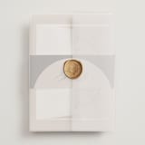 "Initials Circle Arch" - Wedding Invitations in Latte by FRANI - Assembled with Vellum Wrap and Wax Seal