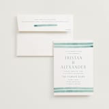 "Tidal Stripe" - Wedding Invitations in Sky by Katharine Watson - Invitation with Envelope