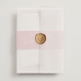 "Ink scribble" - Wedding Invitations in Rosebud by Adelyn T. - Assembled with Vellum Wrap and Wax Seal