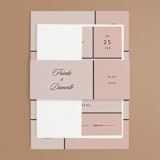 "Modern Squares" - Wedding Invitations in Flamingo by FRANI - Assembled with Belly Band