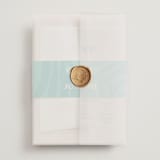 "The Palm" - Wedding Invitations in Flamingo by Pixel and Hank - Assembled with Vellum Wrap and Wax Seal