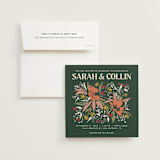 "Bridal Bouquet" - Wedding Invitations in Verde by Kindred Fields - Invitation with Envelope
